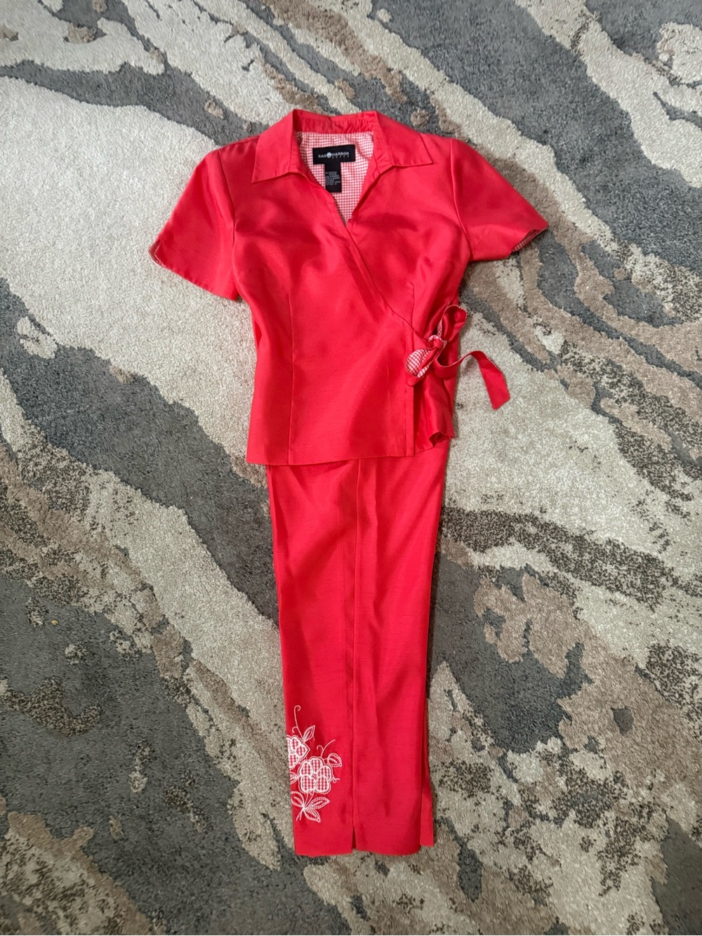 Sag Harbor Pink/coral size 10. This Pantsuit with Gingham Lining.